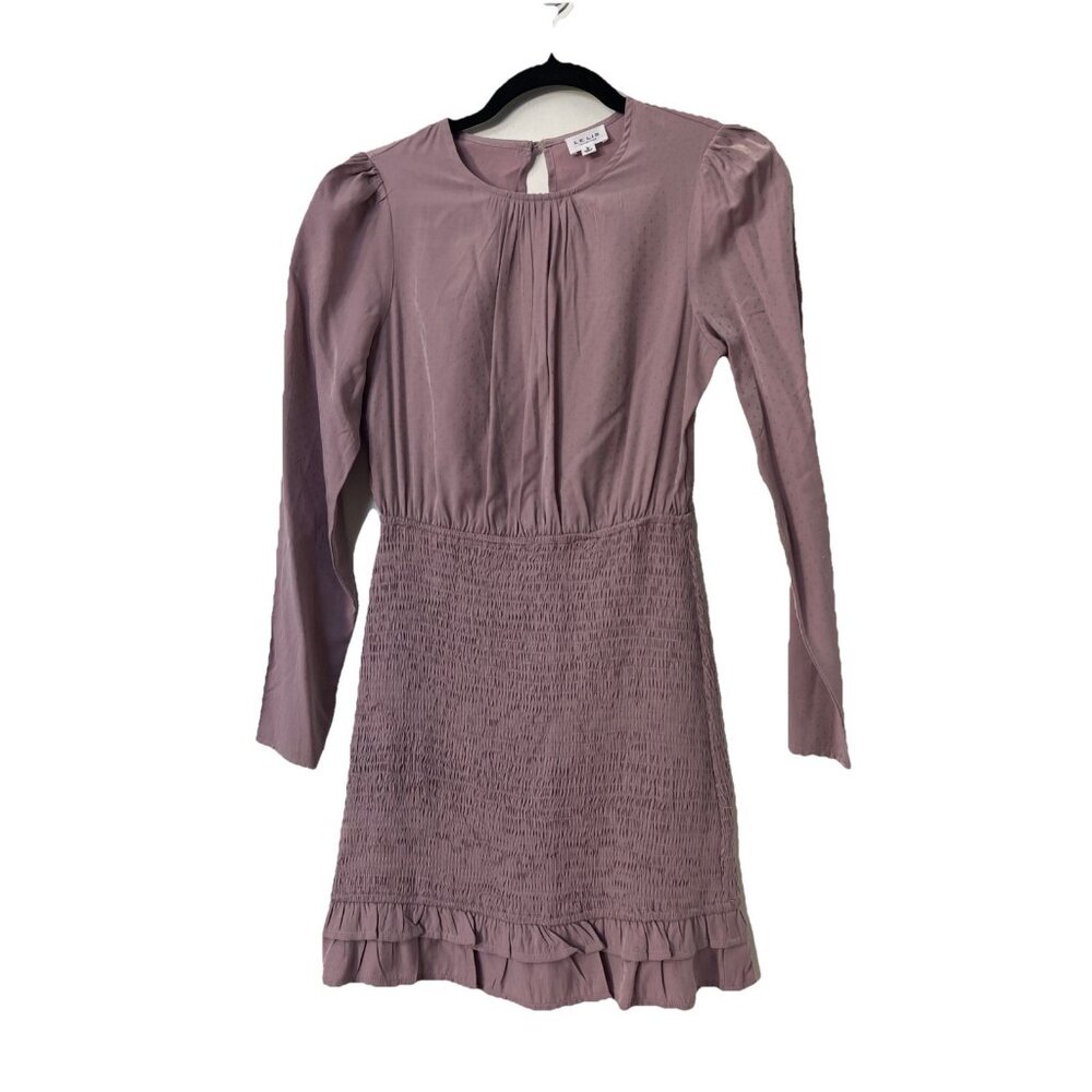 Le lis Collection Sz S  Mini Dress Mock Satin‎ Purple Open Back Ruffle Hem